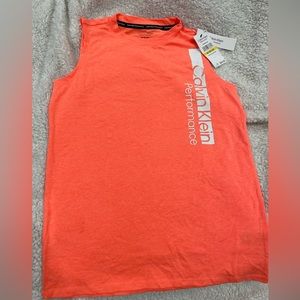 Calvin Klein Boys' Performance Muscle Shirt, Neon Orange, 10-12‎
